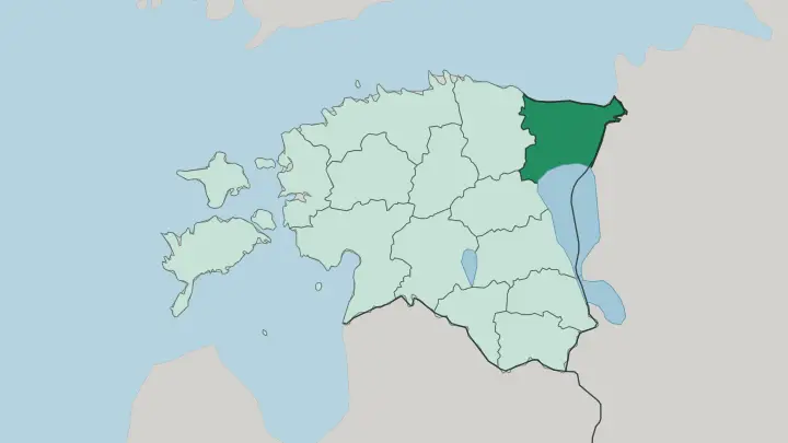 Map of Ida-Virumaa in Estonia
