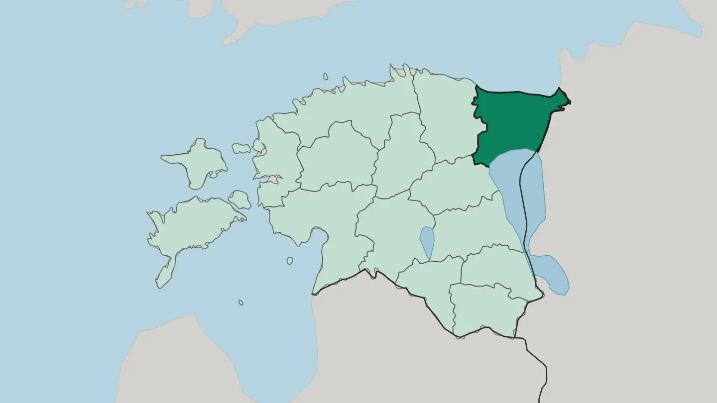 Map of Ida-Virumaa in Estonia