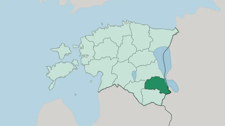 Map of Põlvamaa in Estonia
