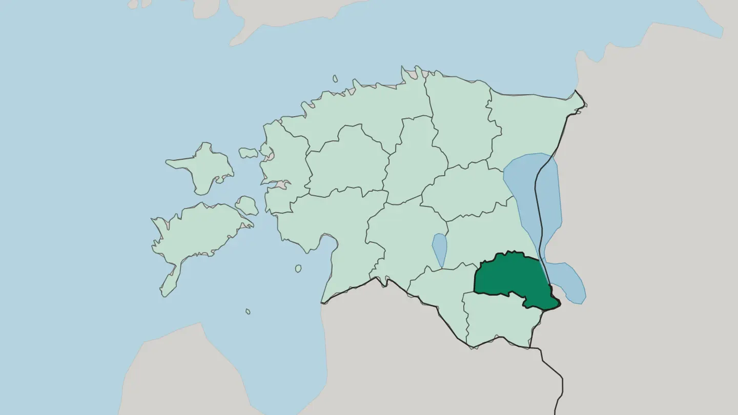 Map of Põlvamaa in Estonia