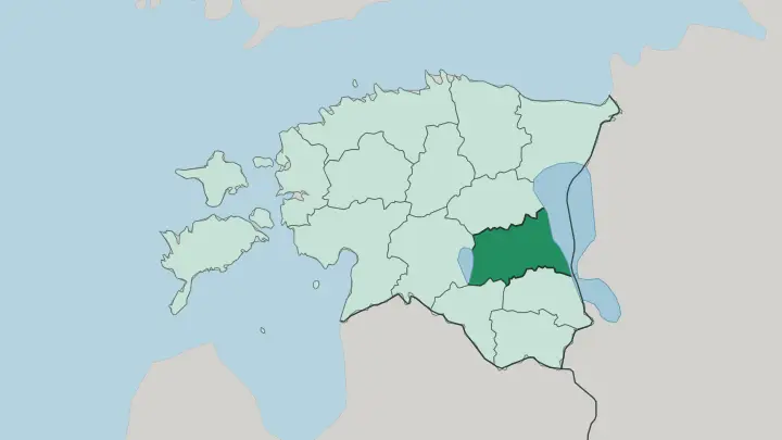 Map of Tartumaa in Estonia