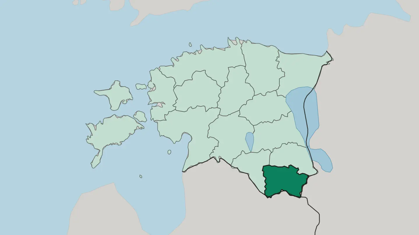 Map of Võrumaa in Estonia