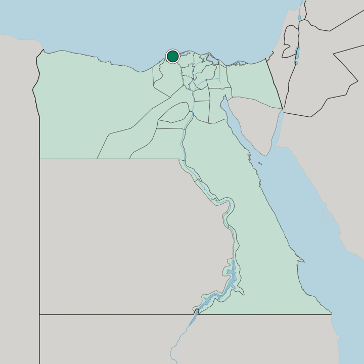 Map showing Rosetta — In Egypt