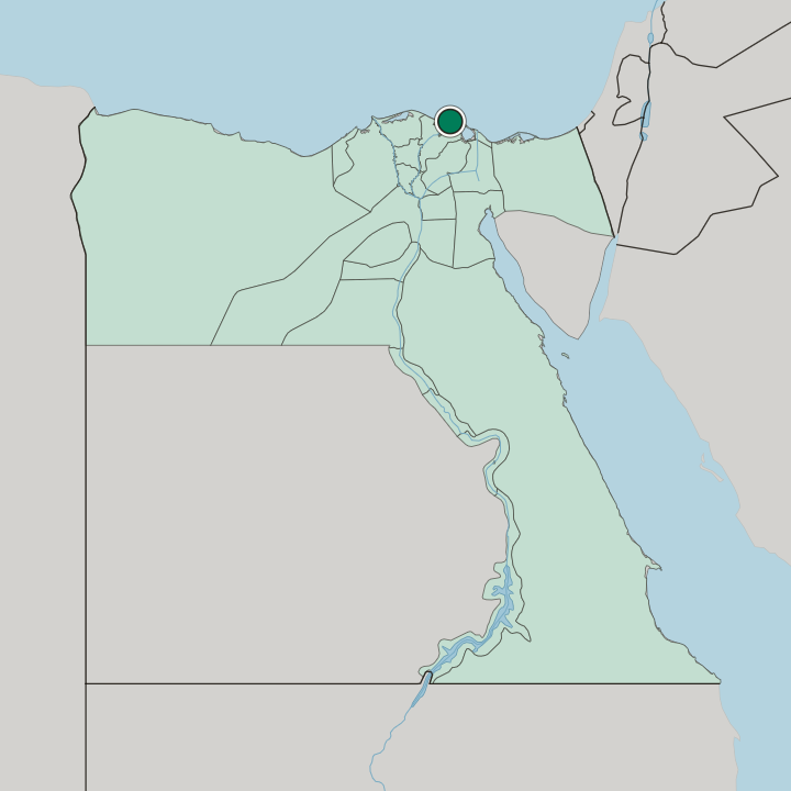 Map showing Damietta — In Egypt