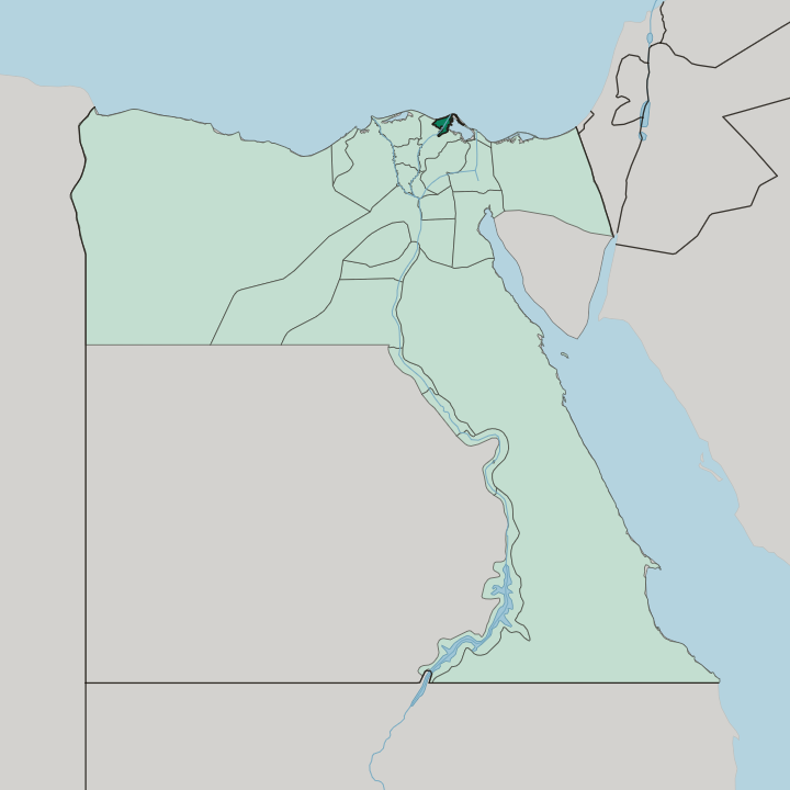 Map showing Damietta Governorate — In Egypt
