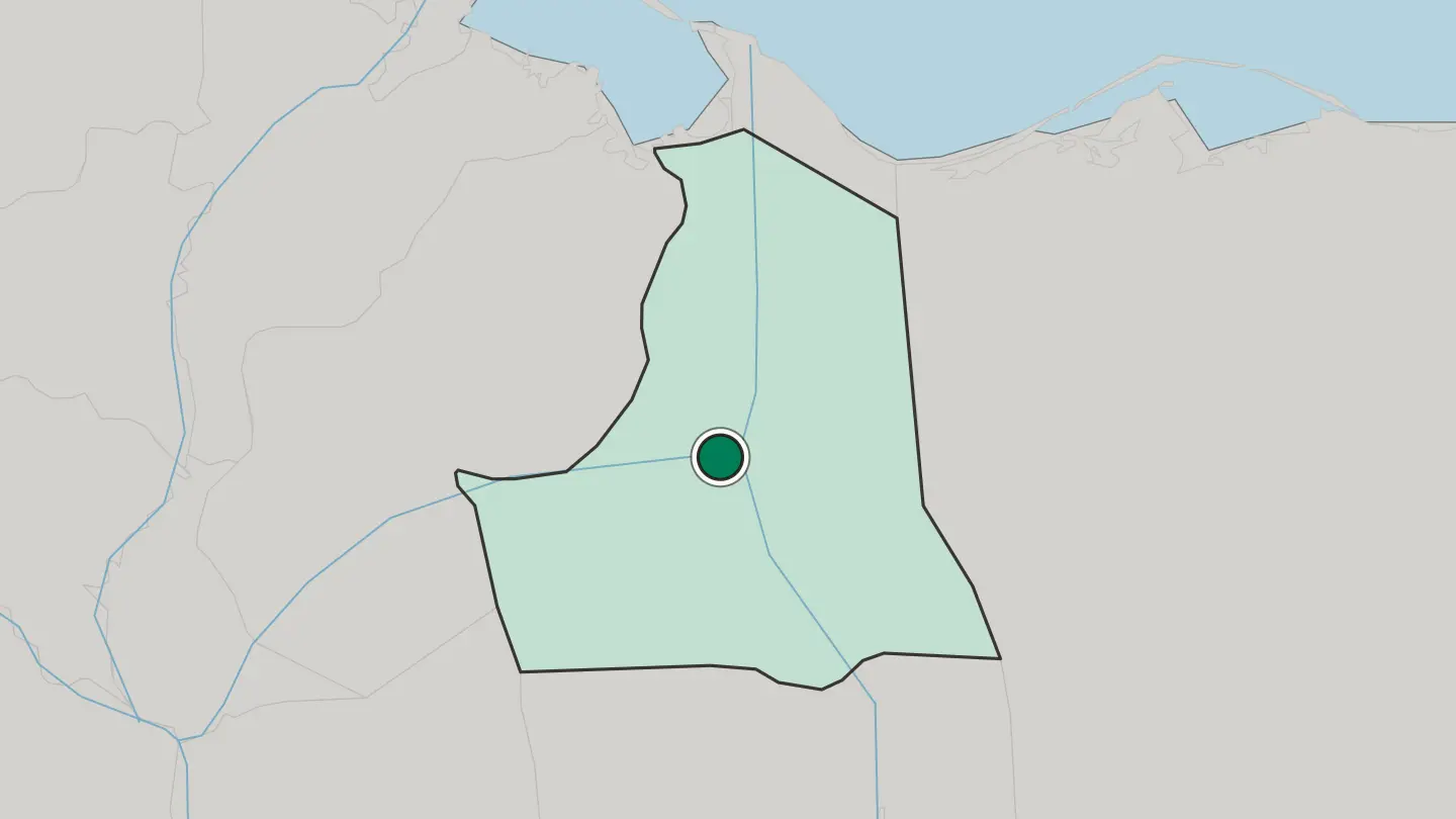 Map of Ismailia in Egypt
