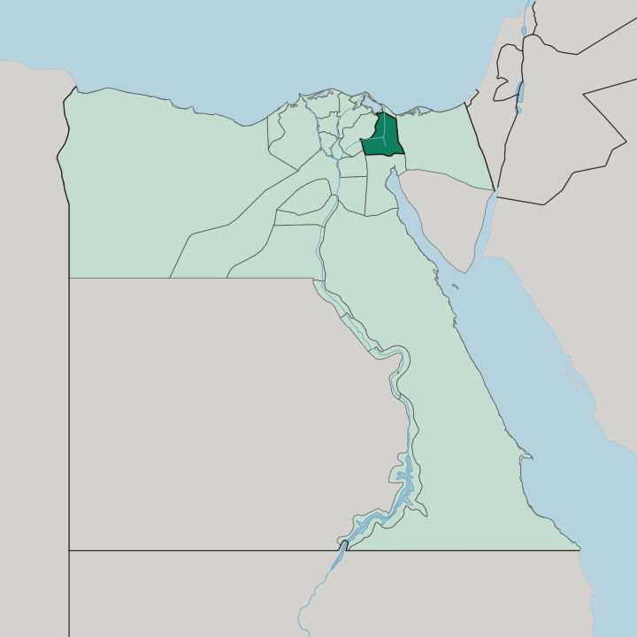 Map showing Ismailia Governorate — In Egypt