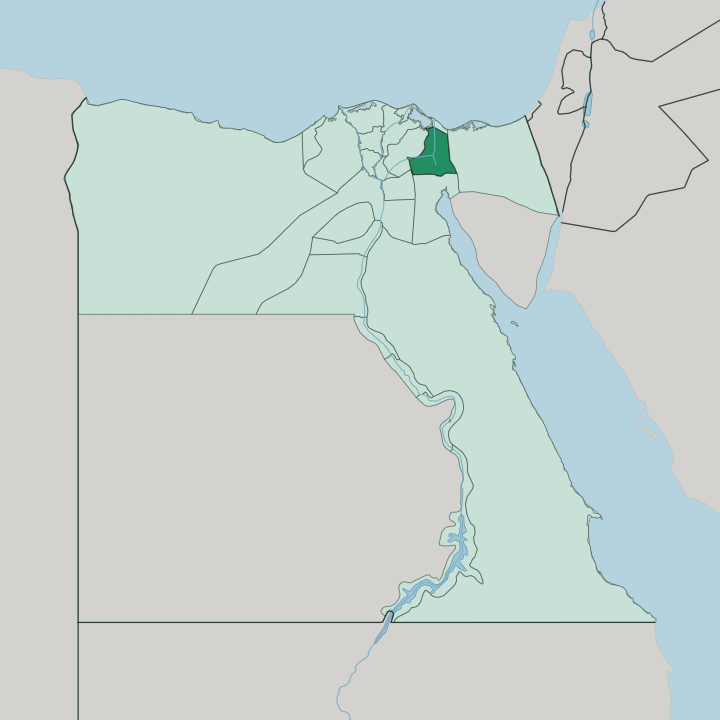 Map showing Ismailia Governorate — In Egypt