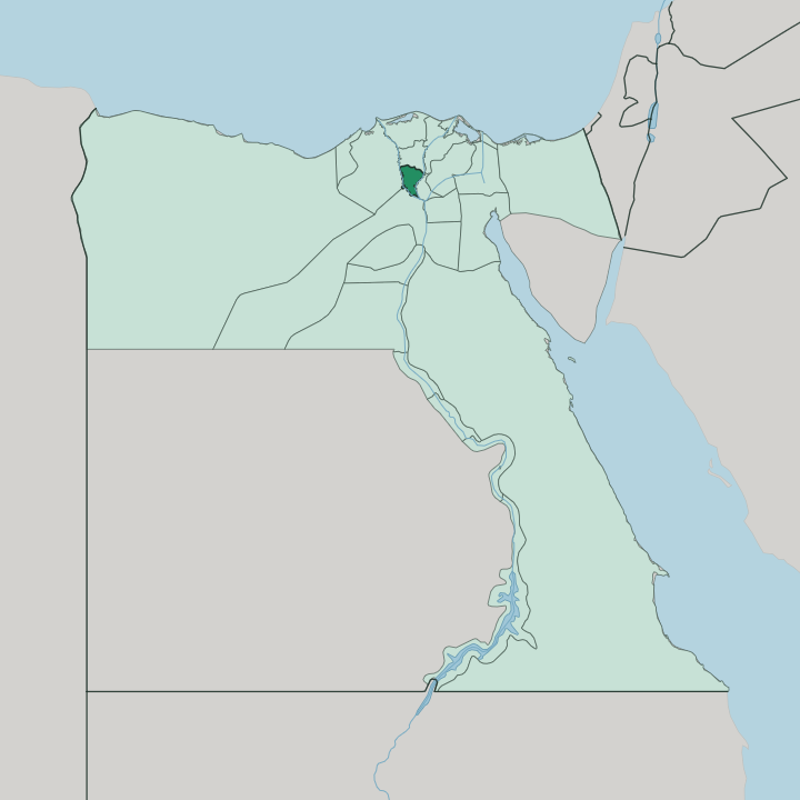 Map showing Muḩāfaz̧at al Minūfīyah — In Egypt