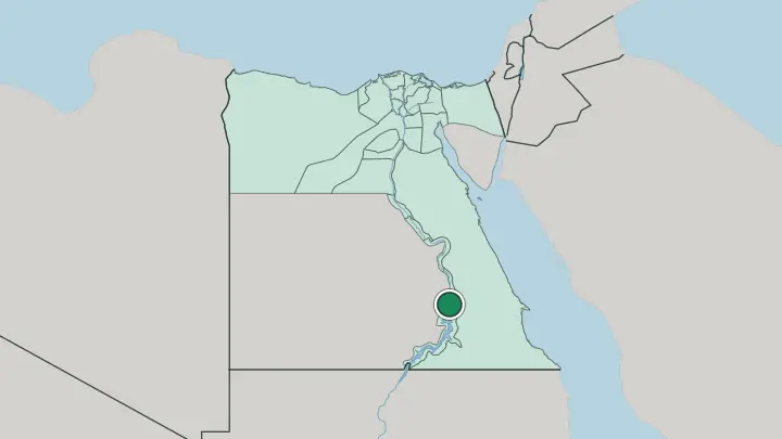 Map of Aswān in Egypt