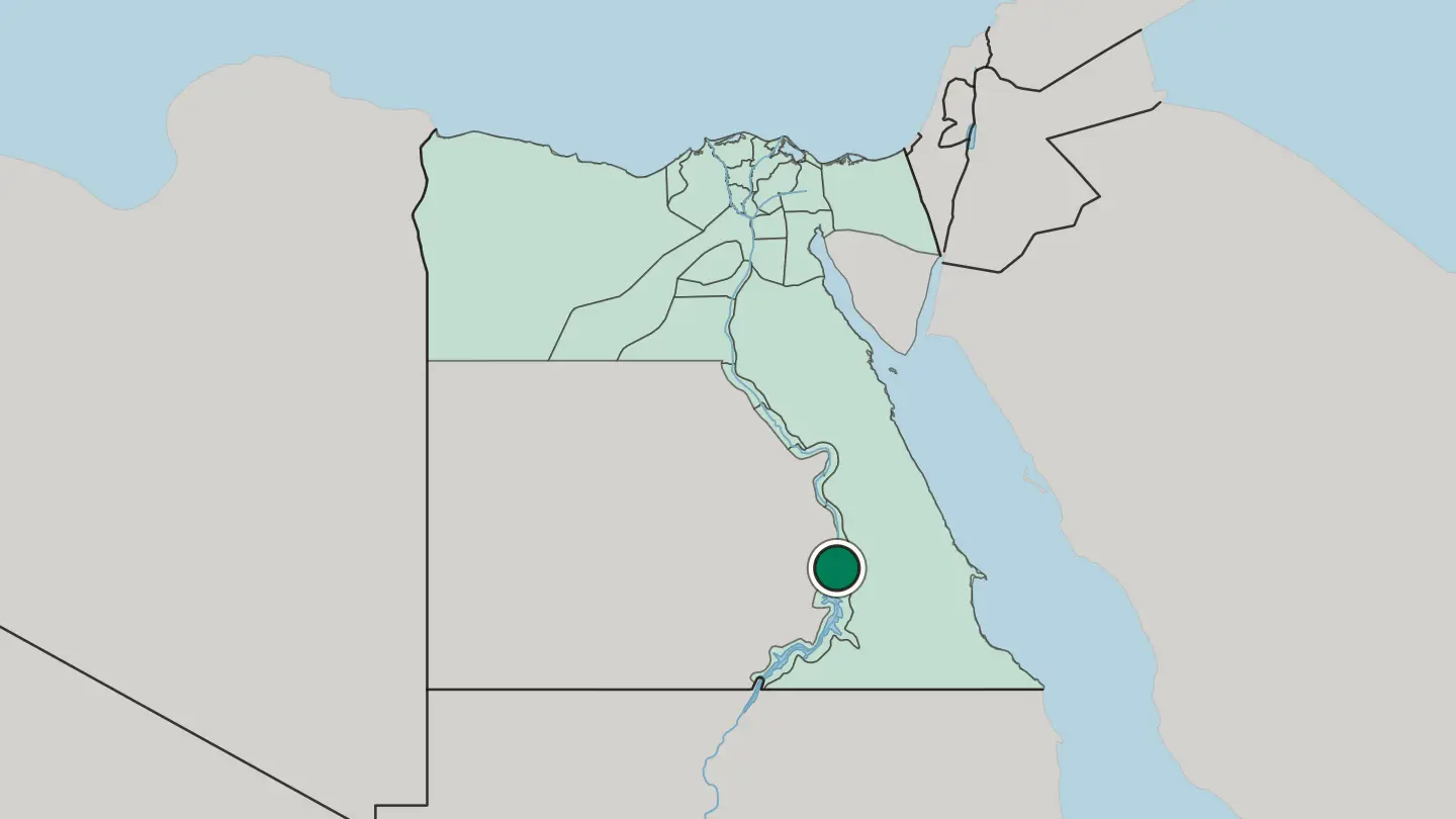 Map of Aswān in Egypt