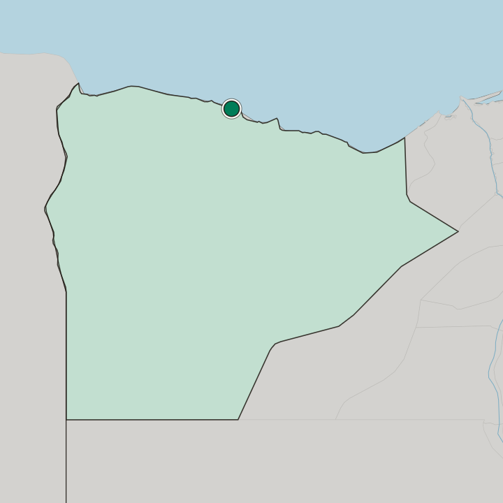 Map showing Marsá Maţrūḩ — In Muḩāfaz̧at Maţrūḩ