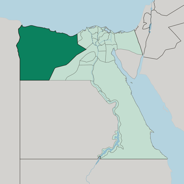 Map showing Muḩāfaz̧at Maţrūḩ — In Egypt