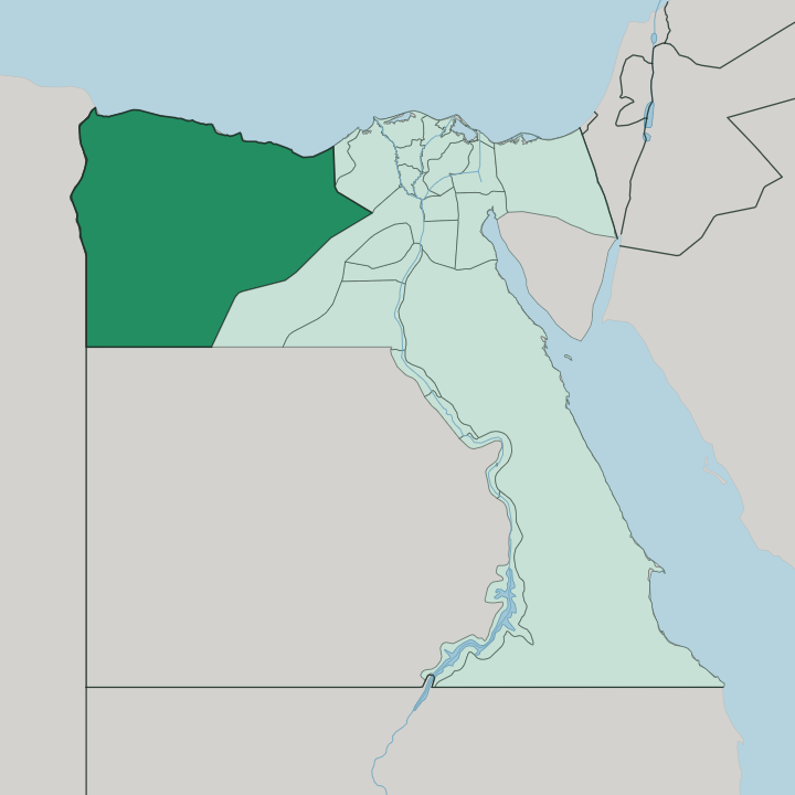 Map showing Muḩāfaz̧at Maţrūḩ — In Egypt
