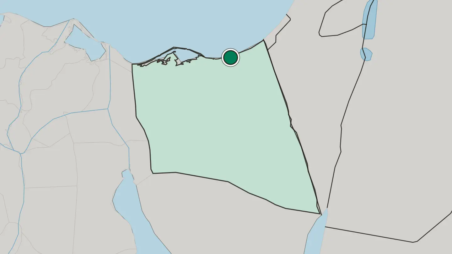 Map of Arīsh in Egypt