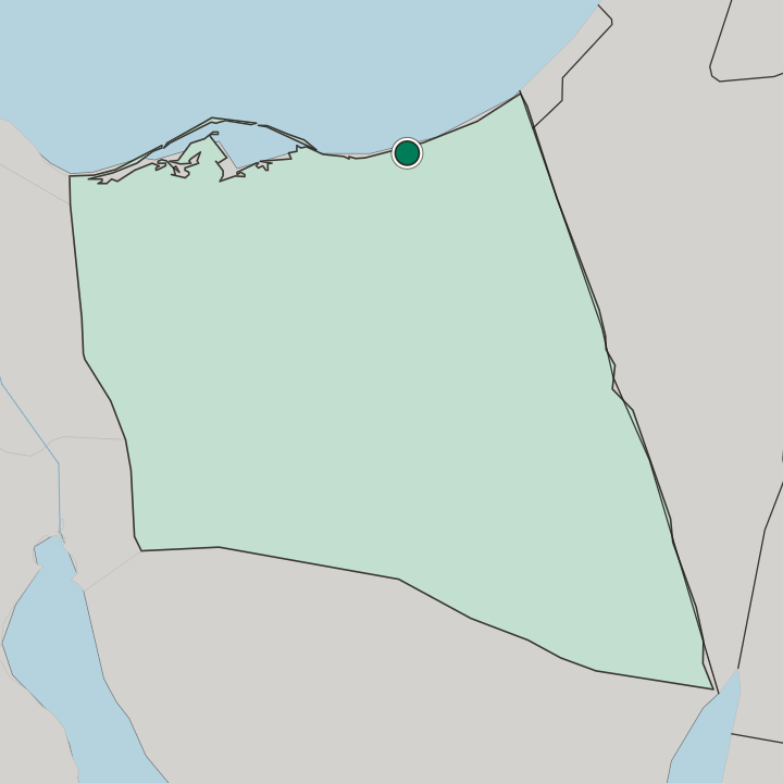 Map showing Arīsh — In North Sinai