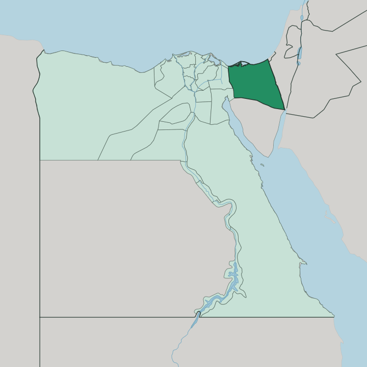 Map showing North Sinai — In Egypt