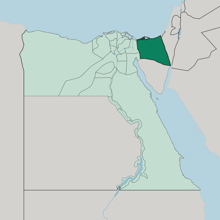 Map showing North Sinai — In Egypt