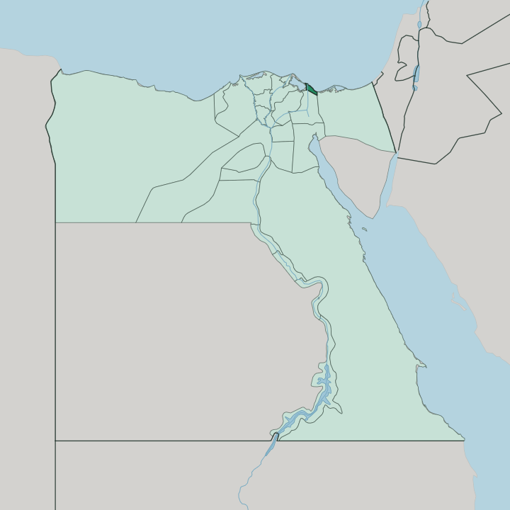 Map showing Port Said — In Egypt