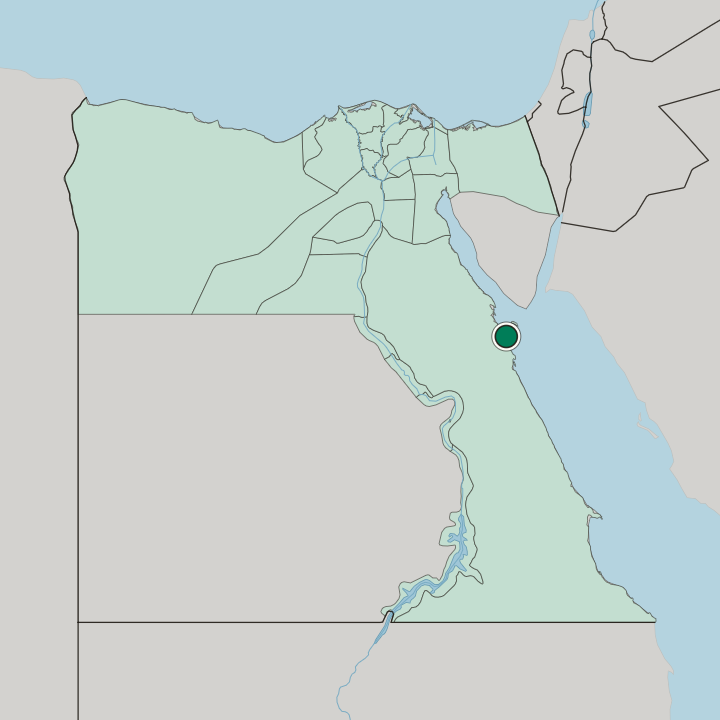 Map showing Hurghada — In Egypt