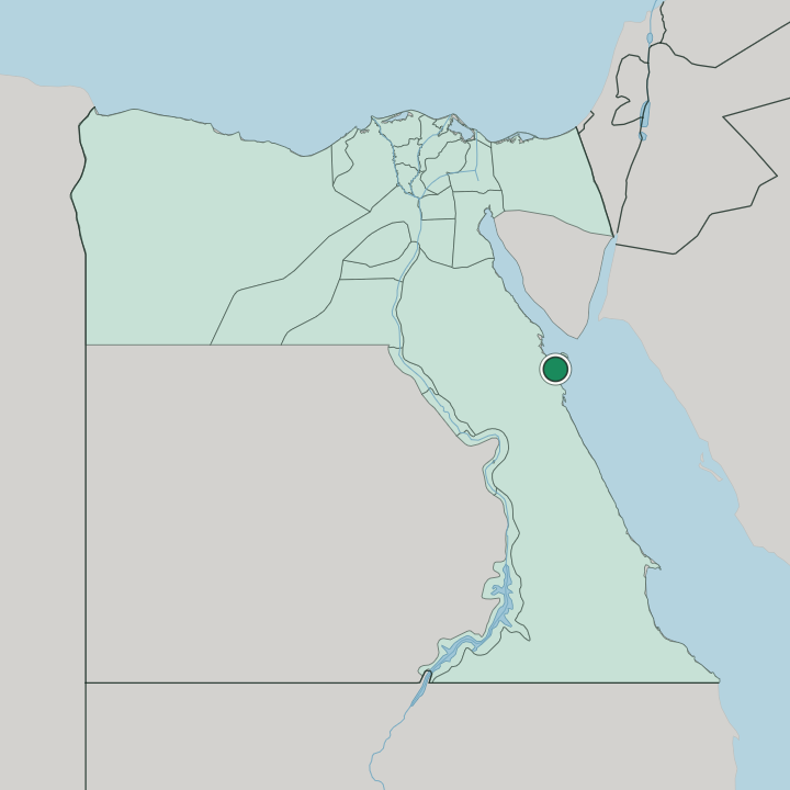 Map showing Hurghada — In Egypt