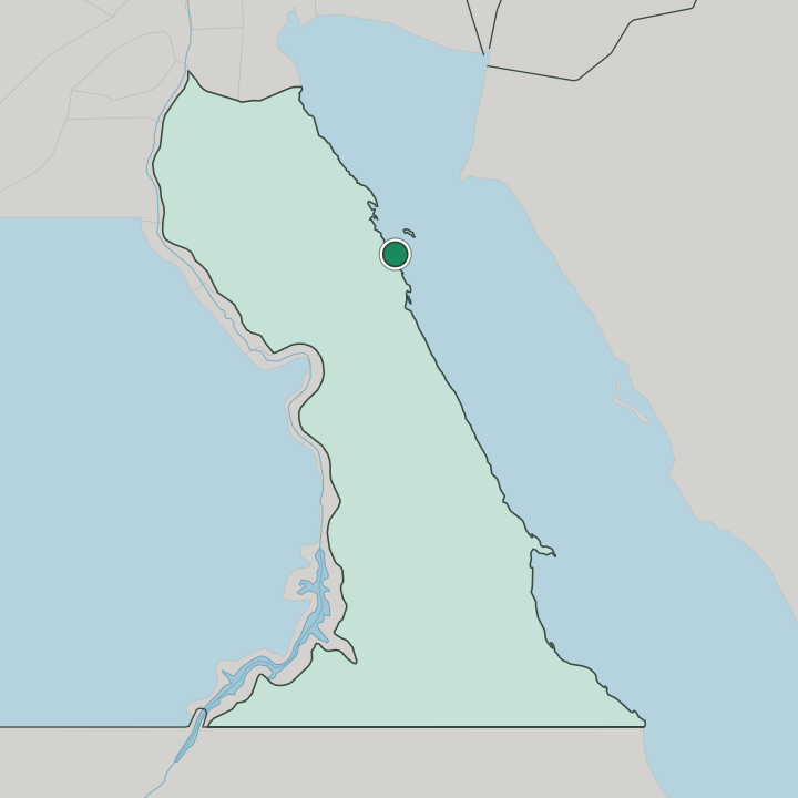 Map showing Hurghada — In Red Sea Governorate