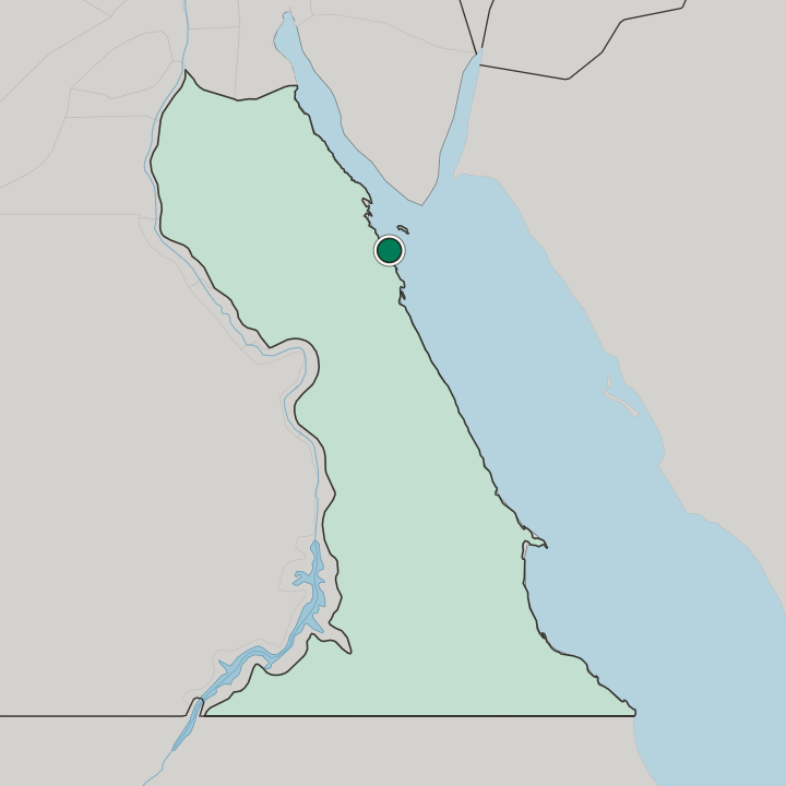 Map showing Hurghada — In Red Sea Governorate