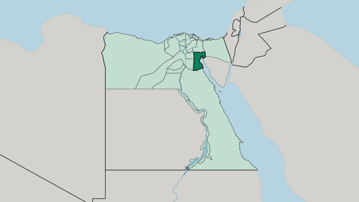 Map of Suez in Egypt