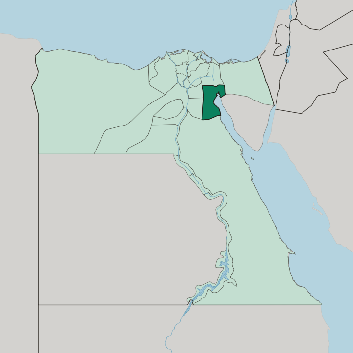 Map showing Suez — In Egypt