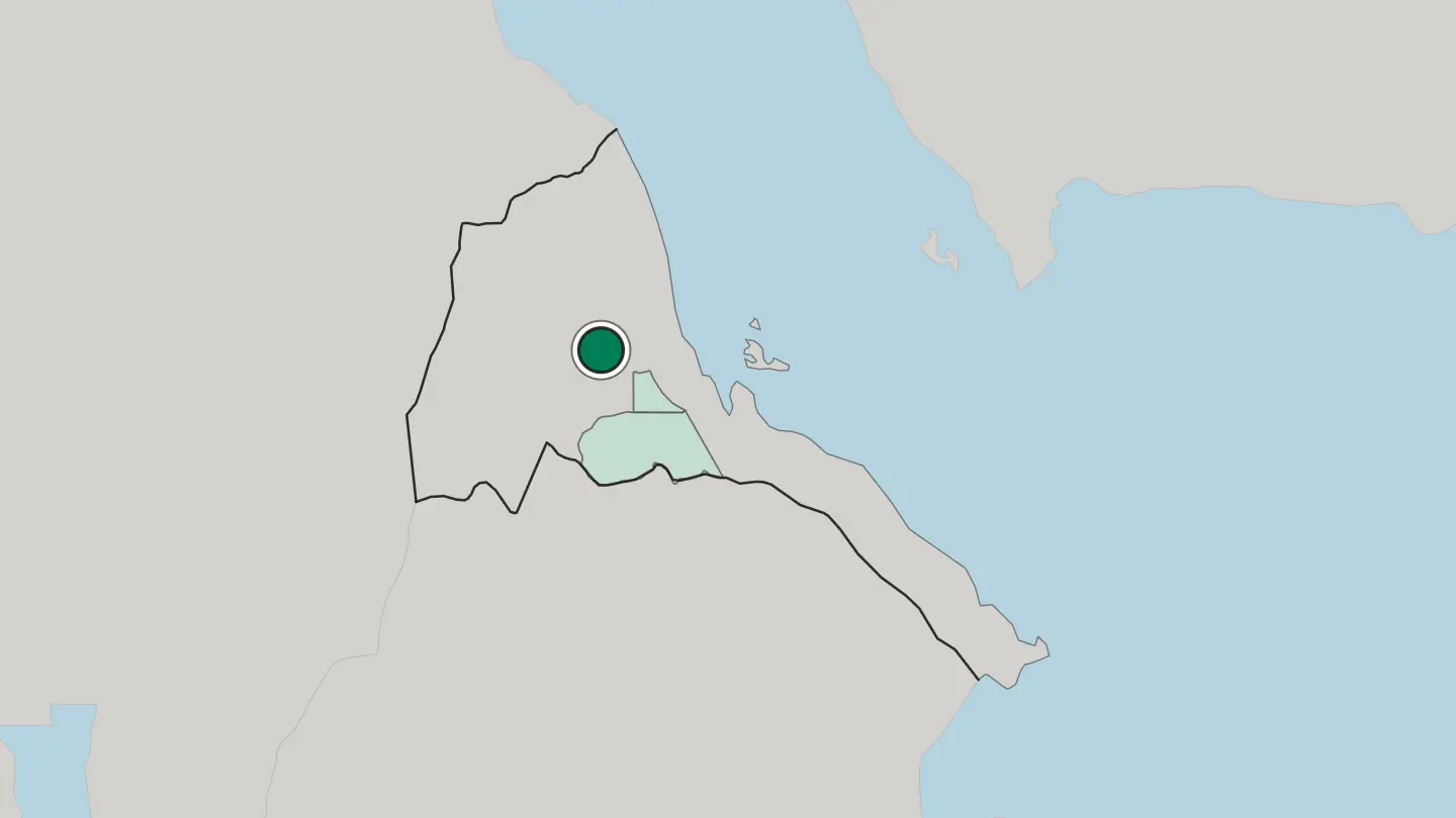 Map of Keren in Eritrea