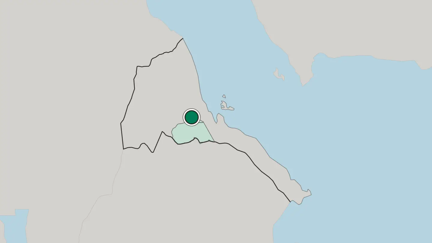 Map of Asmara in Eritrea