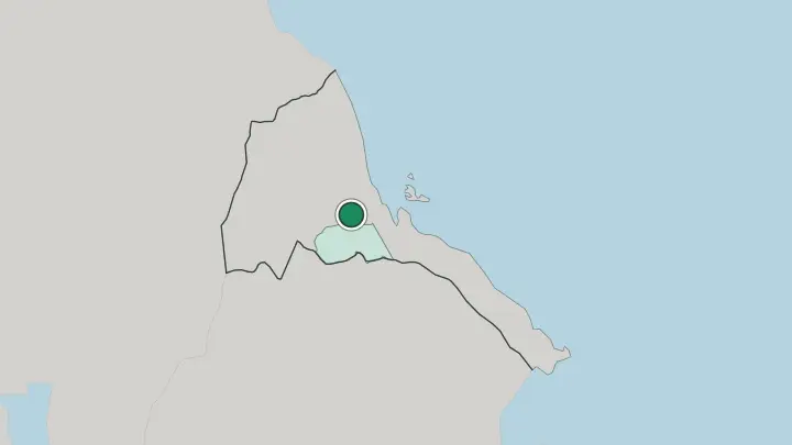 Map of Asmara in Eritrea