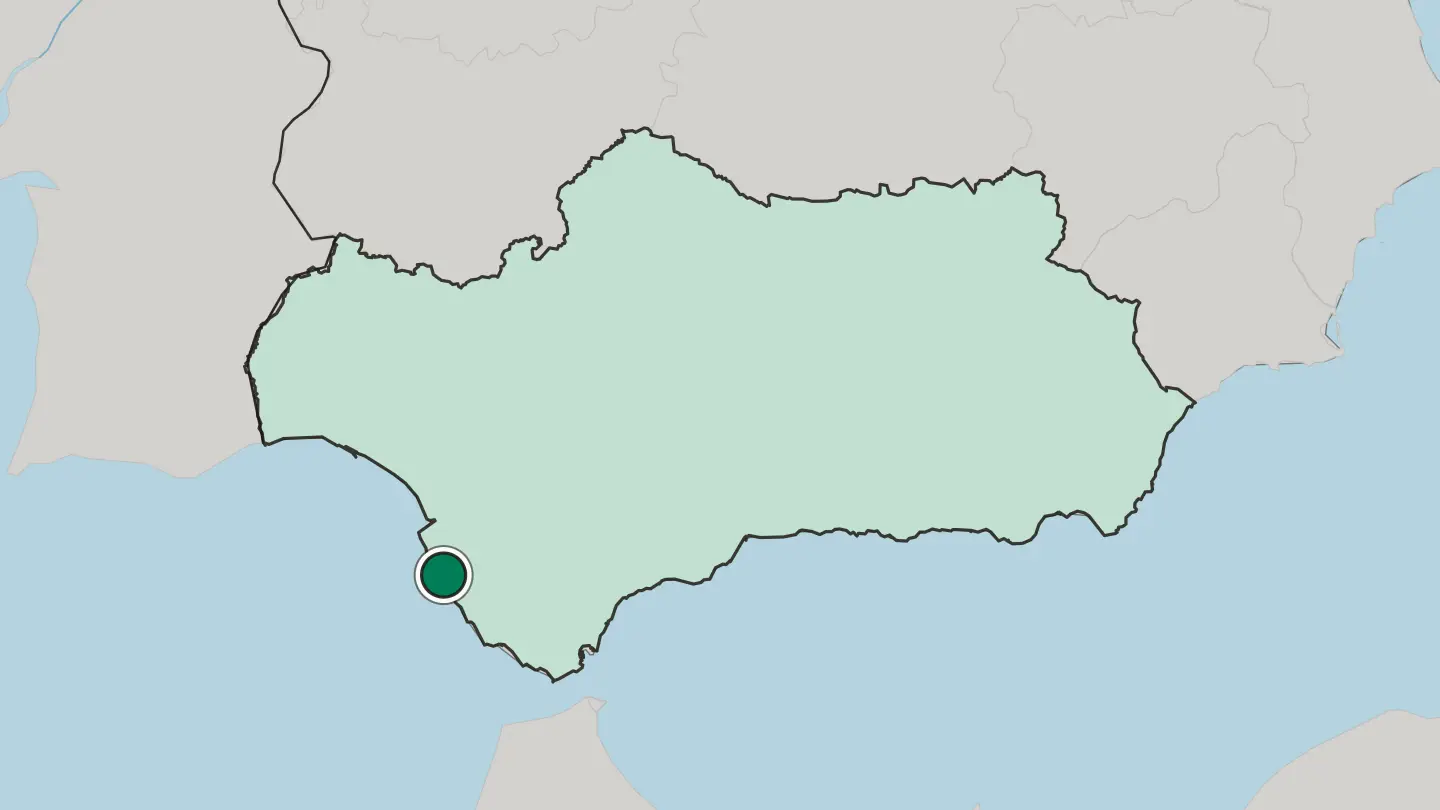 Map of Cadiz in Spain