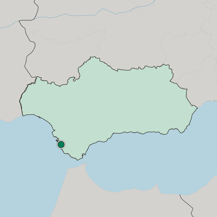 Map showing Chiclana de la Frontera — In Andalusia