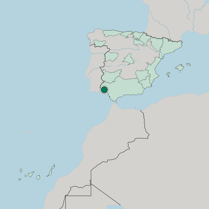 Map showing Huelva — In Spain