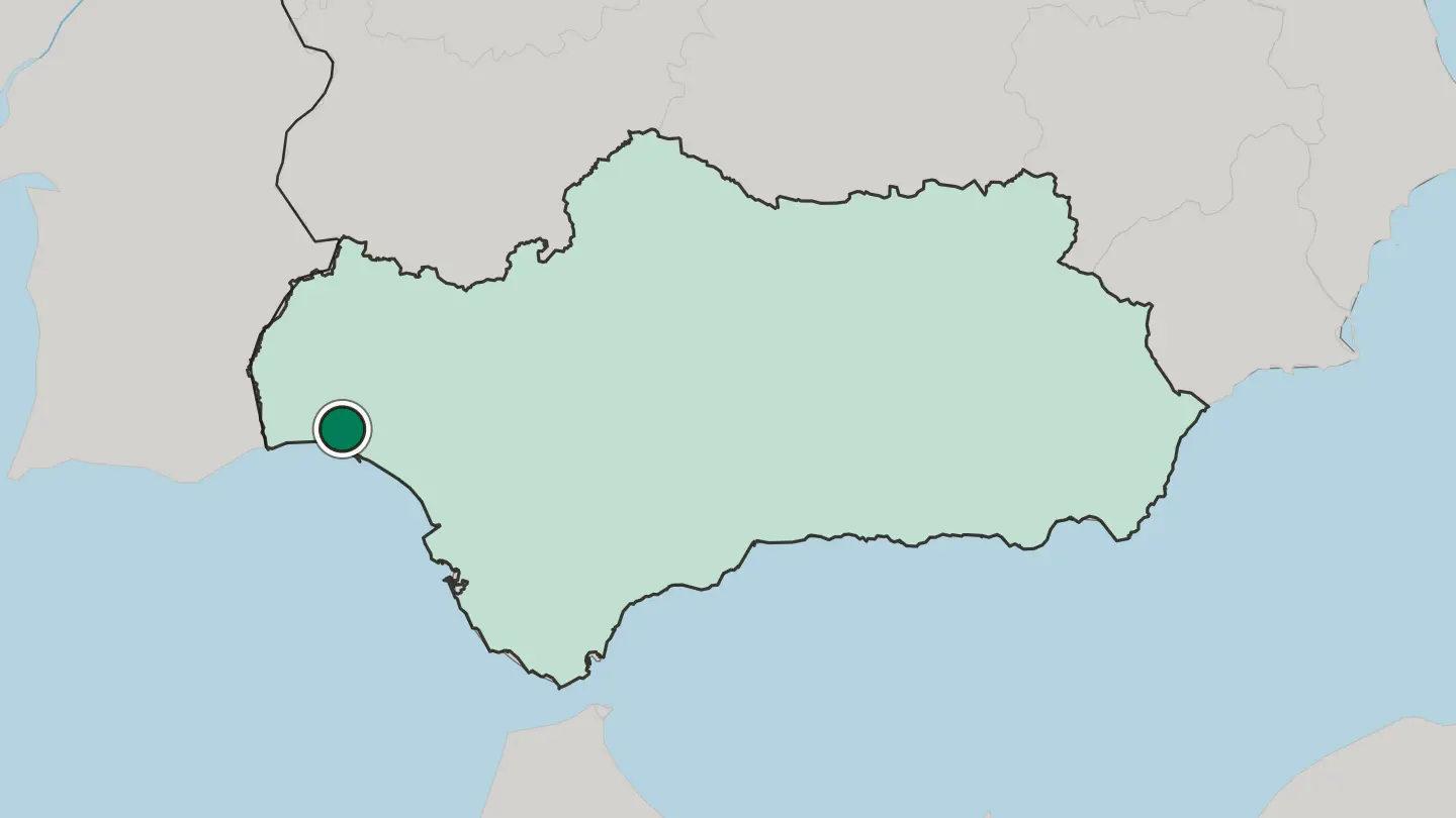 Map of Huelva in Spain