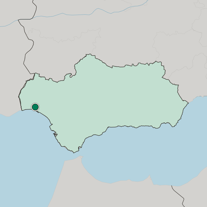 Map showing Huelva — In Andalusia