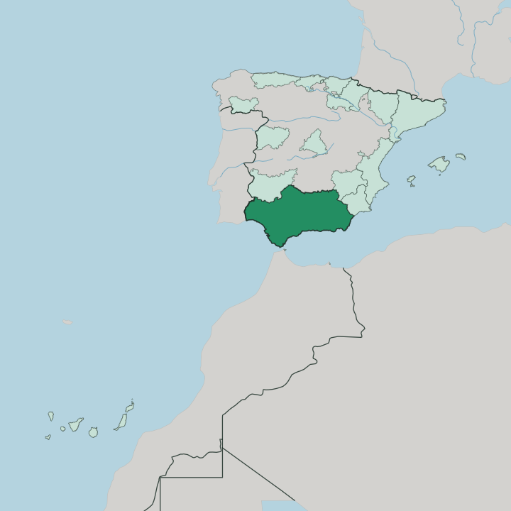 Map showing Andalusia — In Spain
