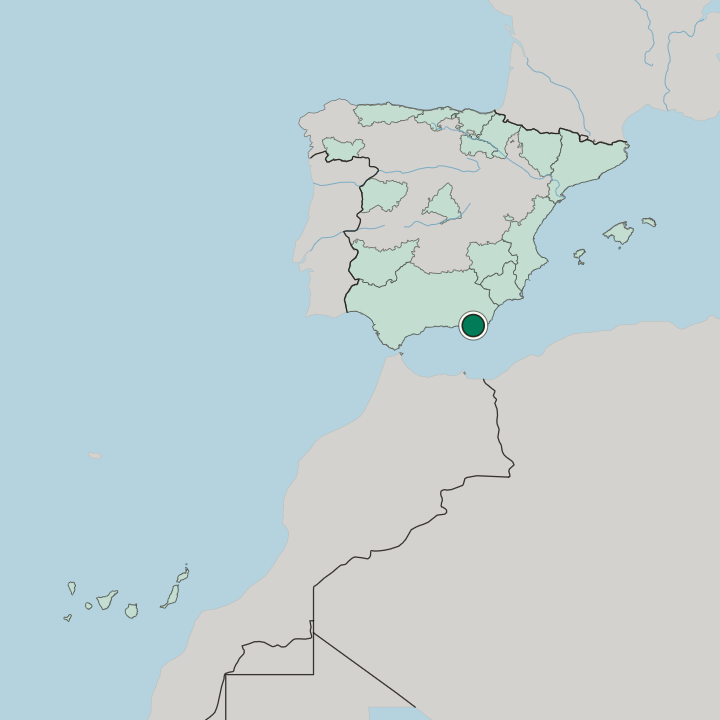 Map showing Roquetas de Mar — In Spain