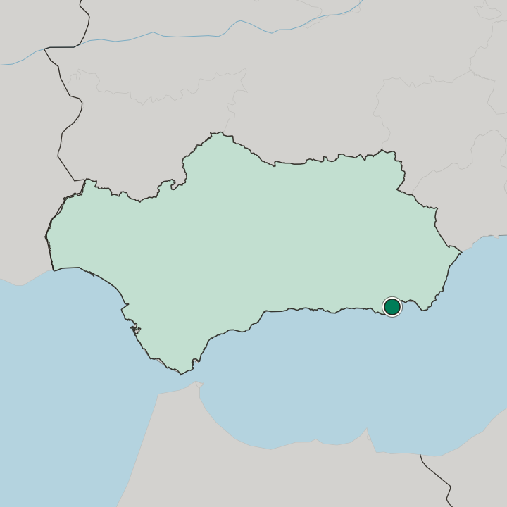 Map showing Roquetas de Mar — In Andalusia