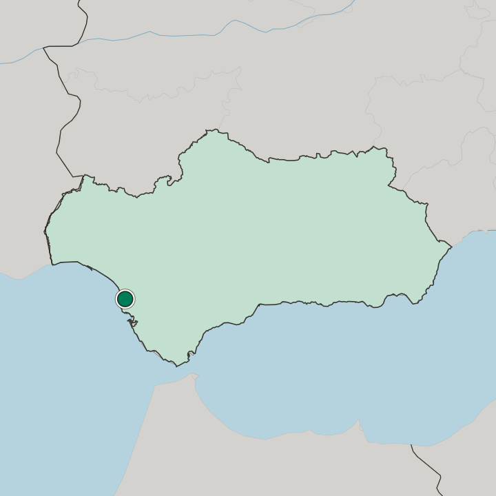 Map showing Sanlúcar de Barrameda — In Andalusia