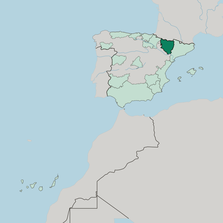 Map showing Aragon — In Spain