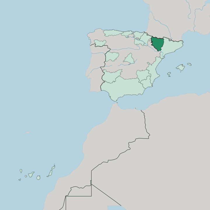Map showing Aragon — In Spain
