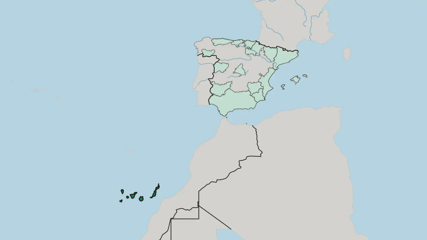 Map of Canary Islands in Spain