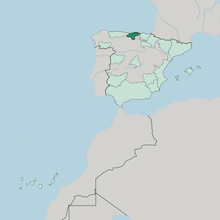 Map showing Cantabria — In Spain