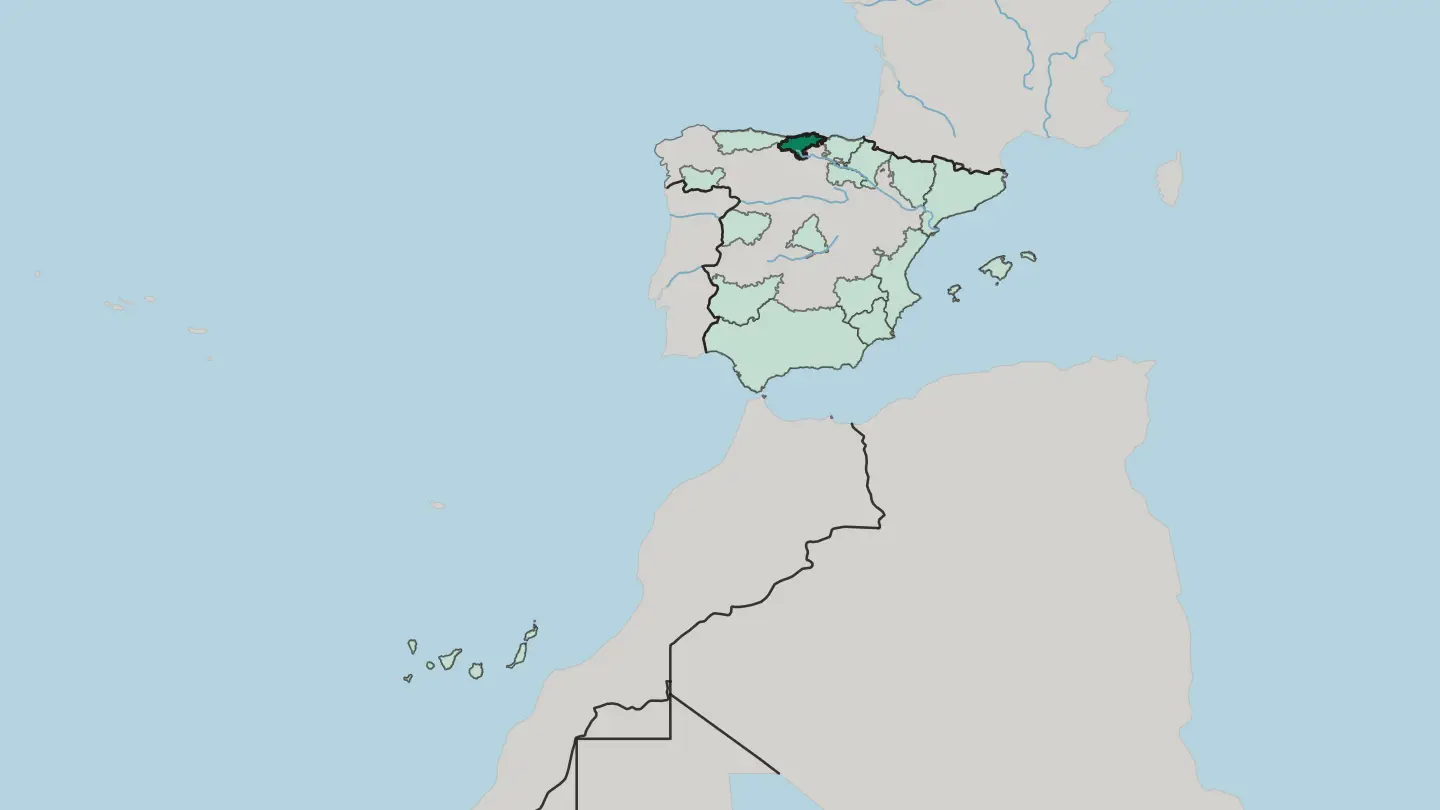 Map of Cantabria in Spain