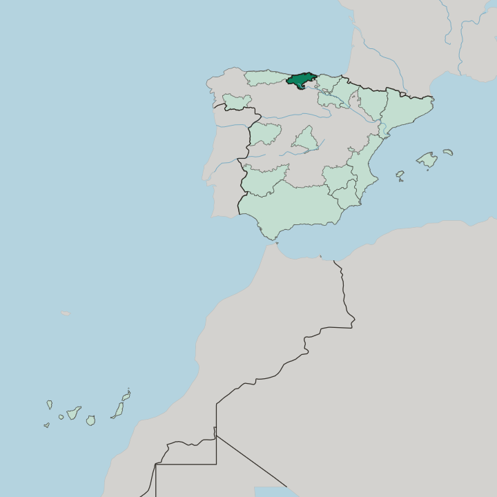 Map showing Cantabria — In Spain