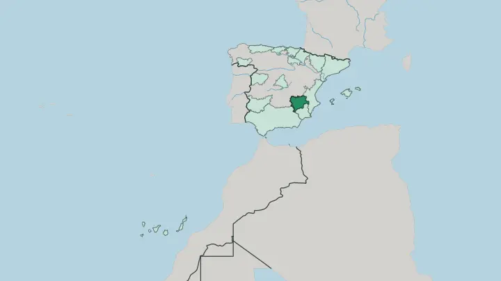 Map of Castilla-La Mancha in Spain