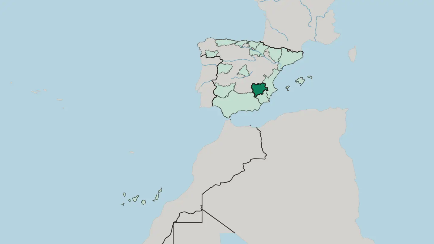 Map of Castilla-La Mancha in Spain