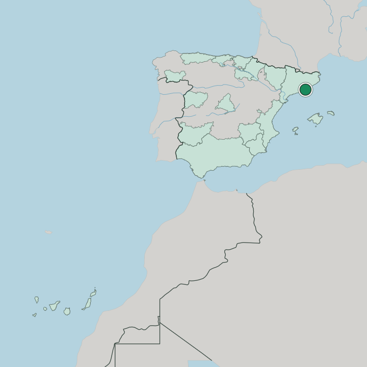 Map showing Barcelona — In Spain
